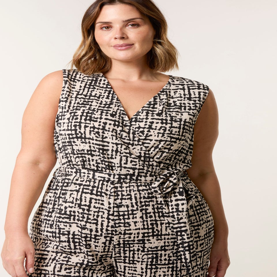 Blue Vanilla Multi Curve Sleeveless Belted Jumpsuit