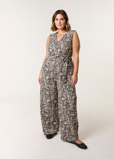 Blue Vanilla Multi Curve Sleeveless Belted Jumpsuit
