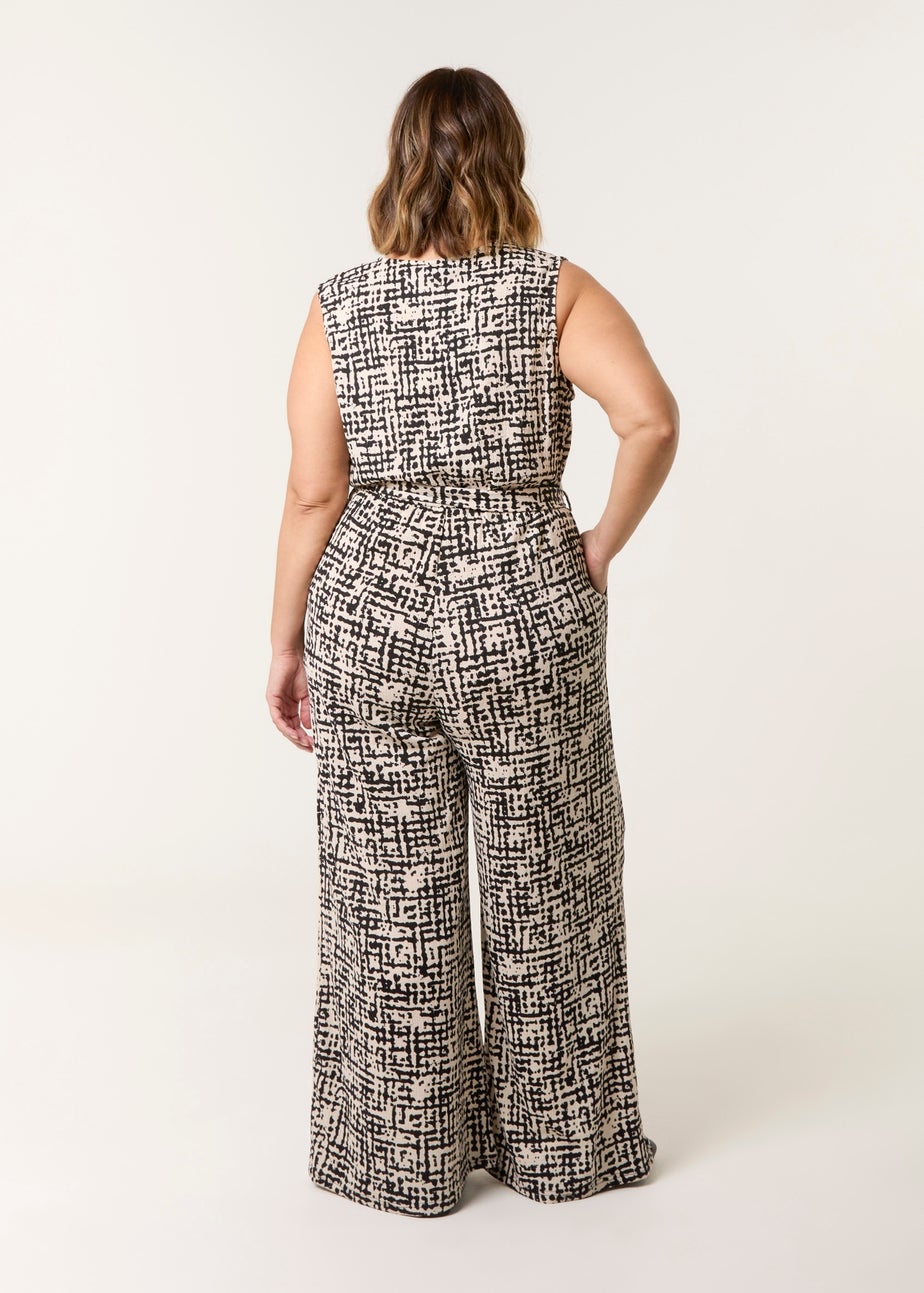 Blue Vanilla Multi Curve Sleeveless Belted Jumpsuit