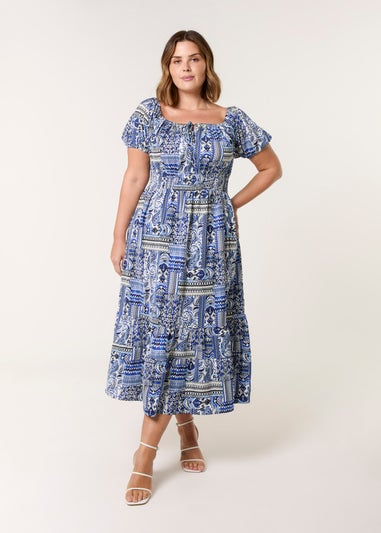 Blue Vanilla Blue Curve Scoop Neck Midi Dress