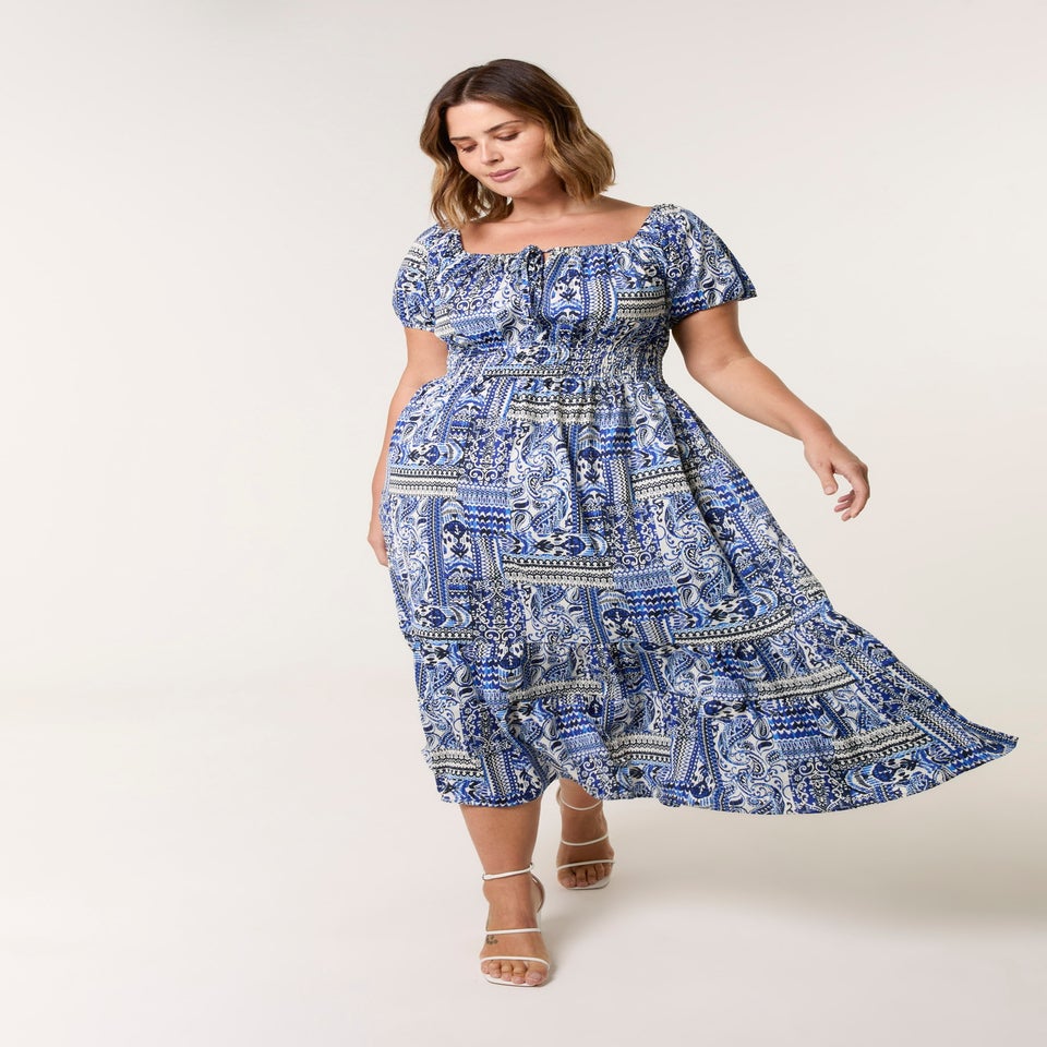 Blue Vanilla Blue Curve Scoop Neck Midi Dress