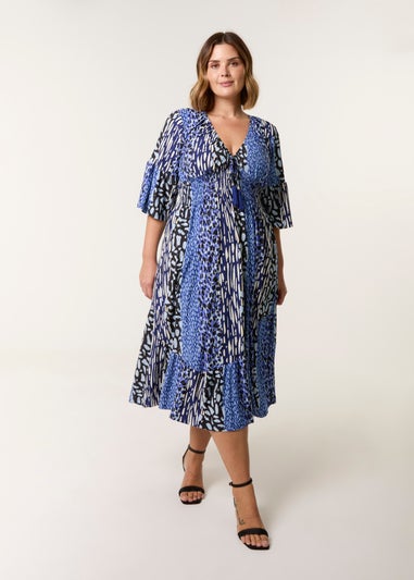 Blue Vanilla Navy Curve Elasticated V Neck Midi Dress