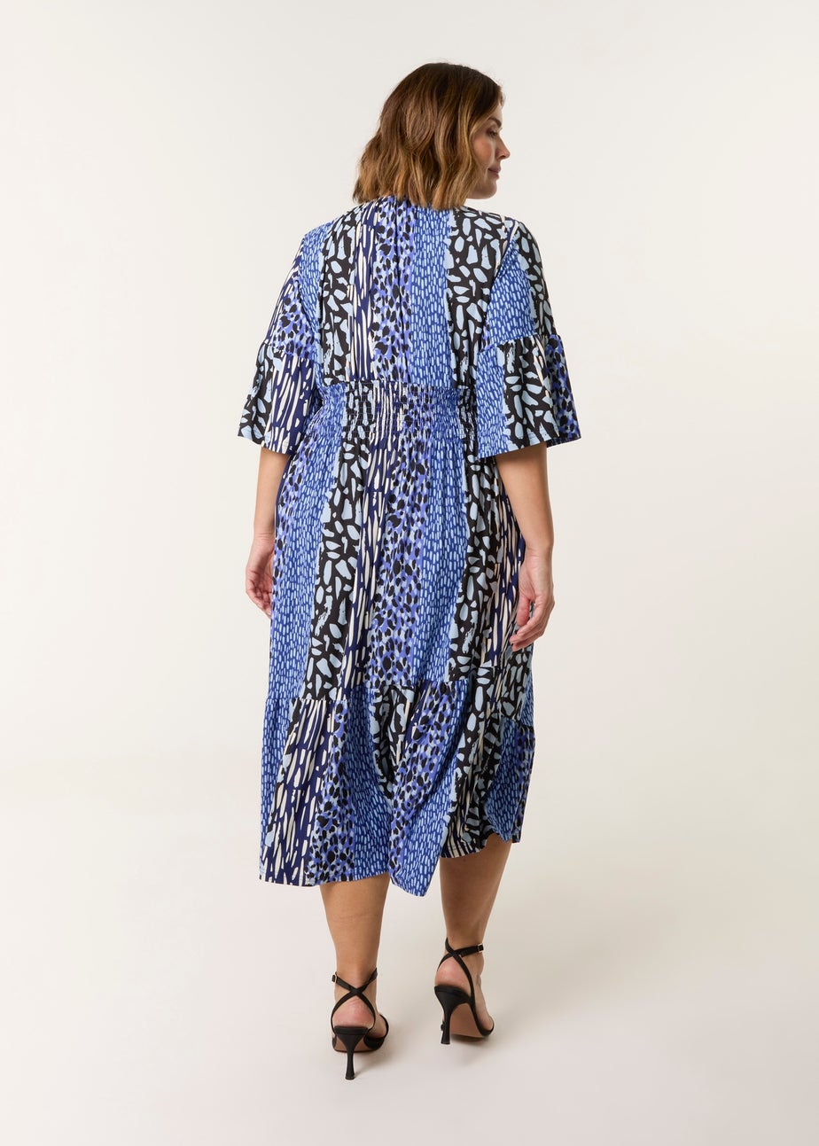 Blue Vanilla Navy Curve Elasticated V Neck Midi Dress