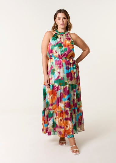 Blue Vanilla Multi Curve Halterneck Midi Dress