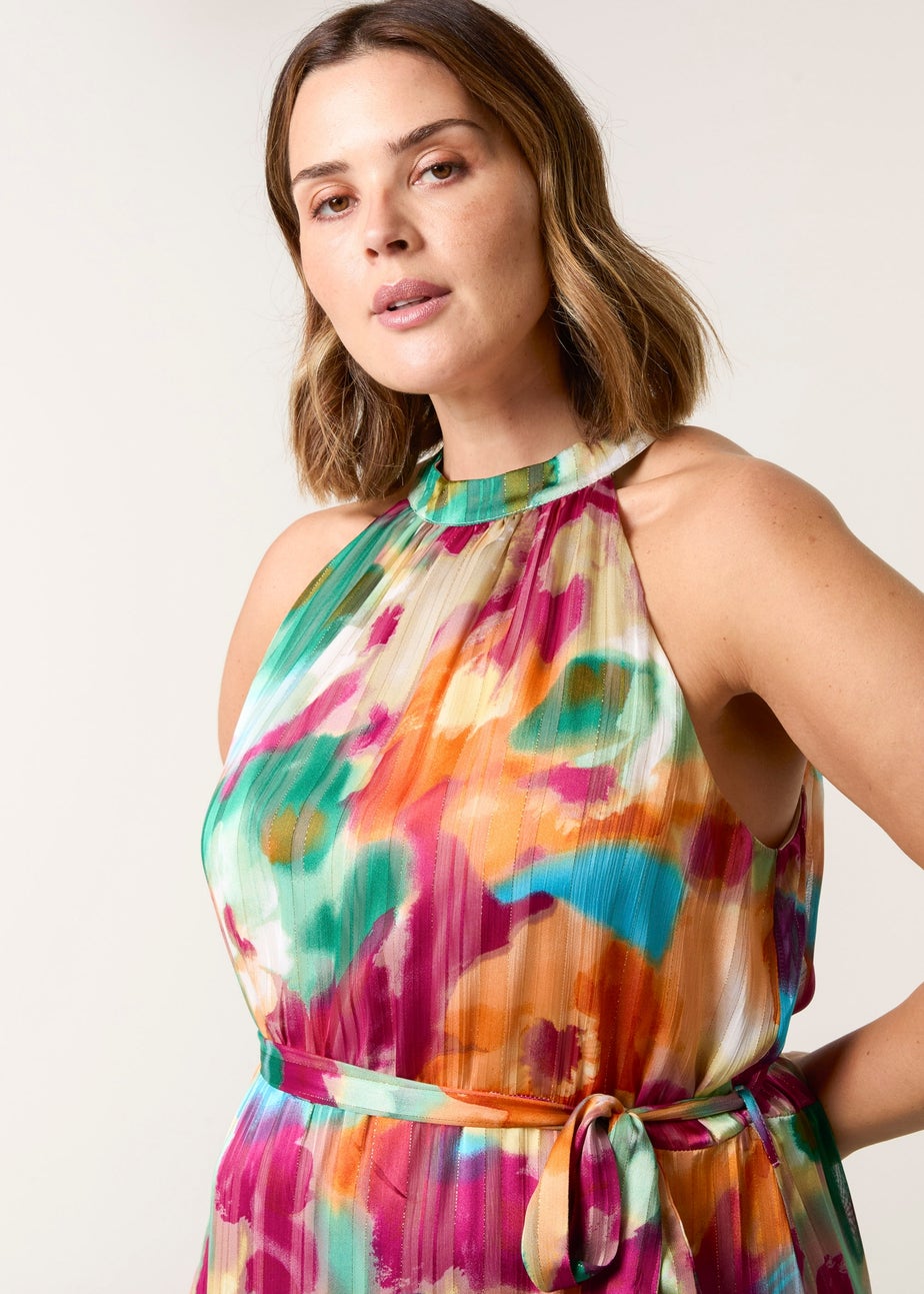 Blue Vanilla Multi Curve Halterneck Midi Dress