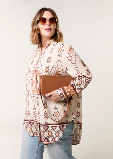 Blue Vanilla Stone Curve Geometric Print Shirt