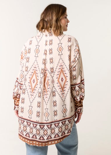 Blue Vanilla Stone Curve Geometric Print Shirt