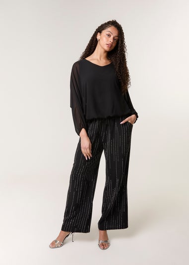 Blue Vanilla Black Sparkle Wide Leg Trouser