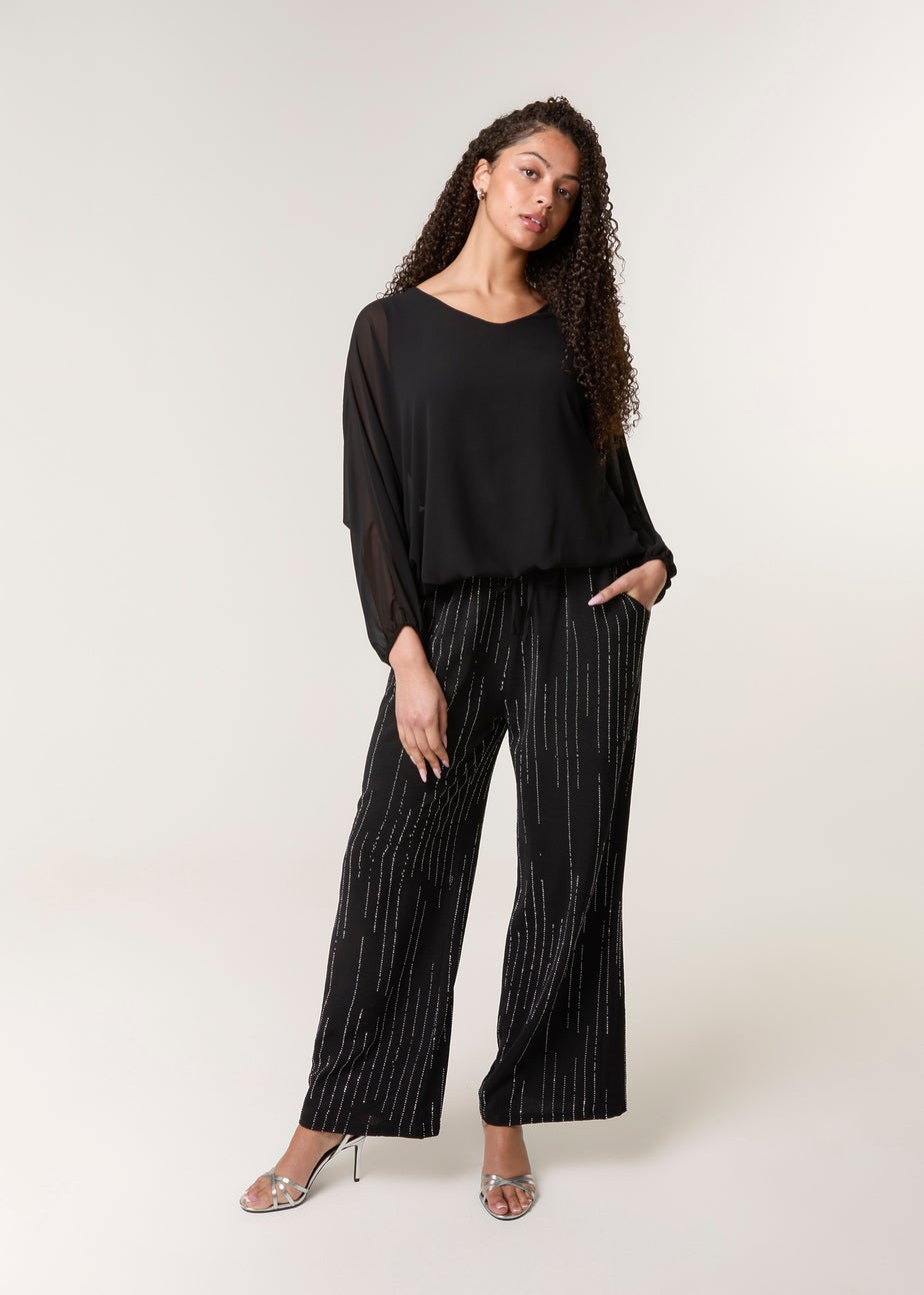 Blue Vanilla Black Sparkle Wide Leg Trouser