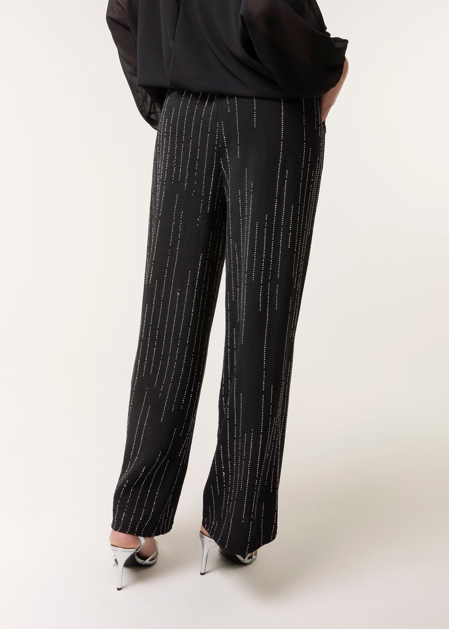 Blue Vanilla Black Sparkle Wide Leg Trouser