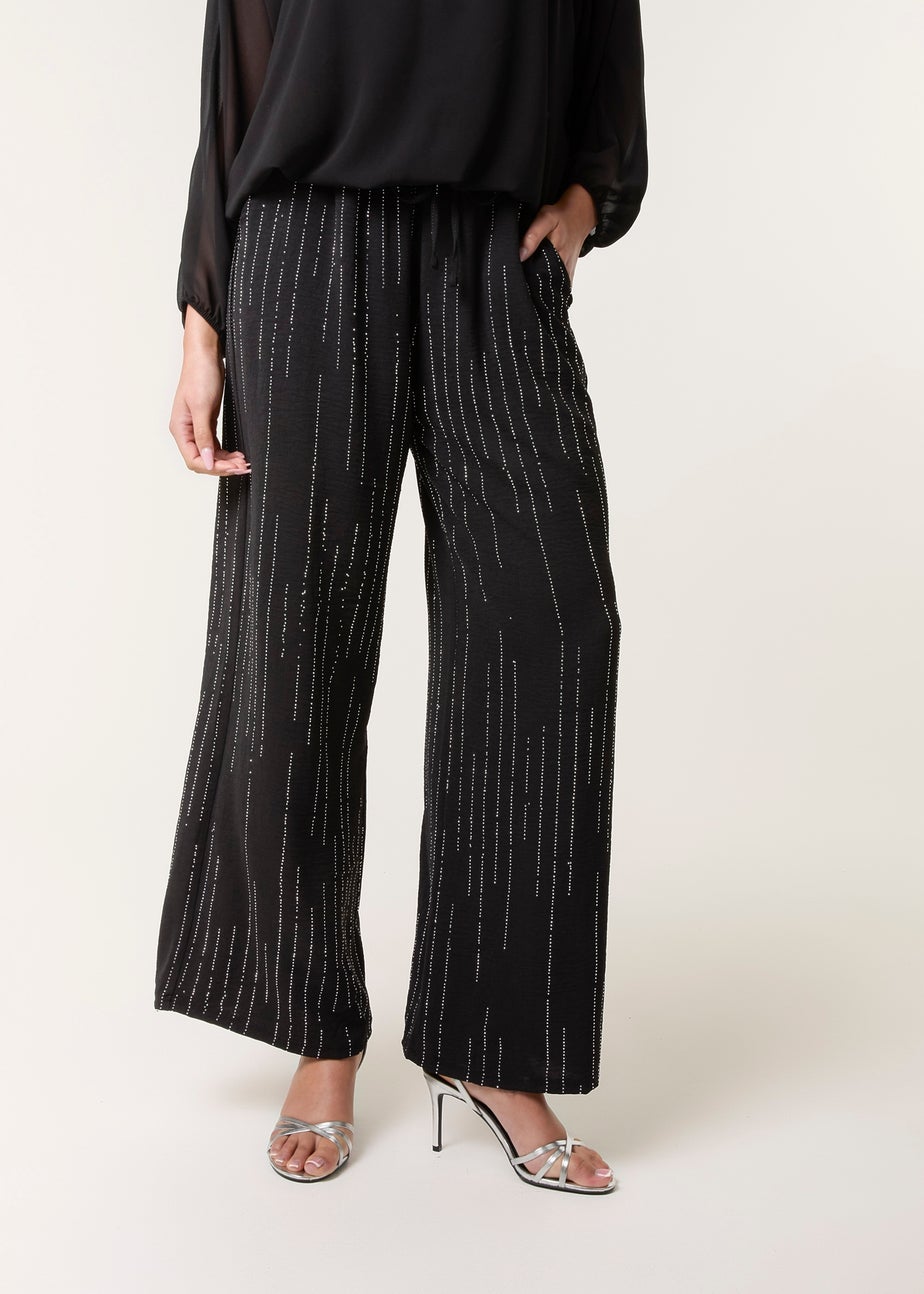 Blue Vanilla Black Sparkle Wide Leg Trouser