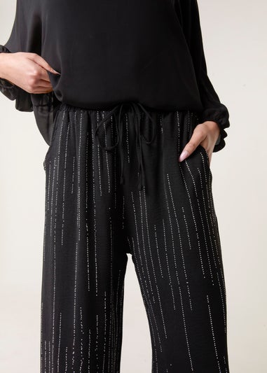 Blue Vanilla Black Sparkle Wide Leg Trouser