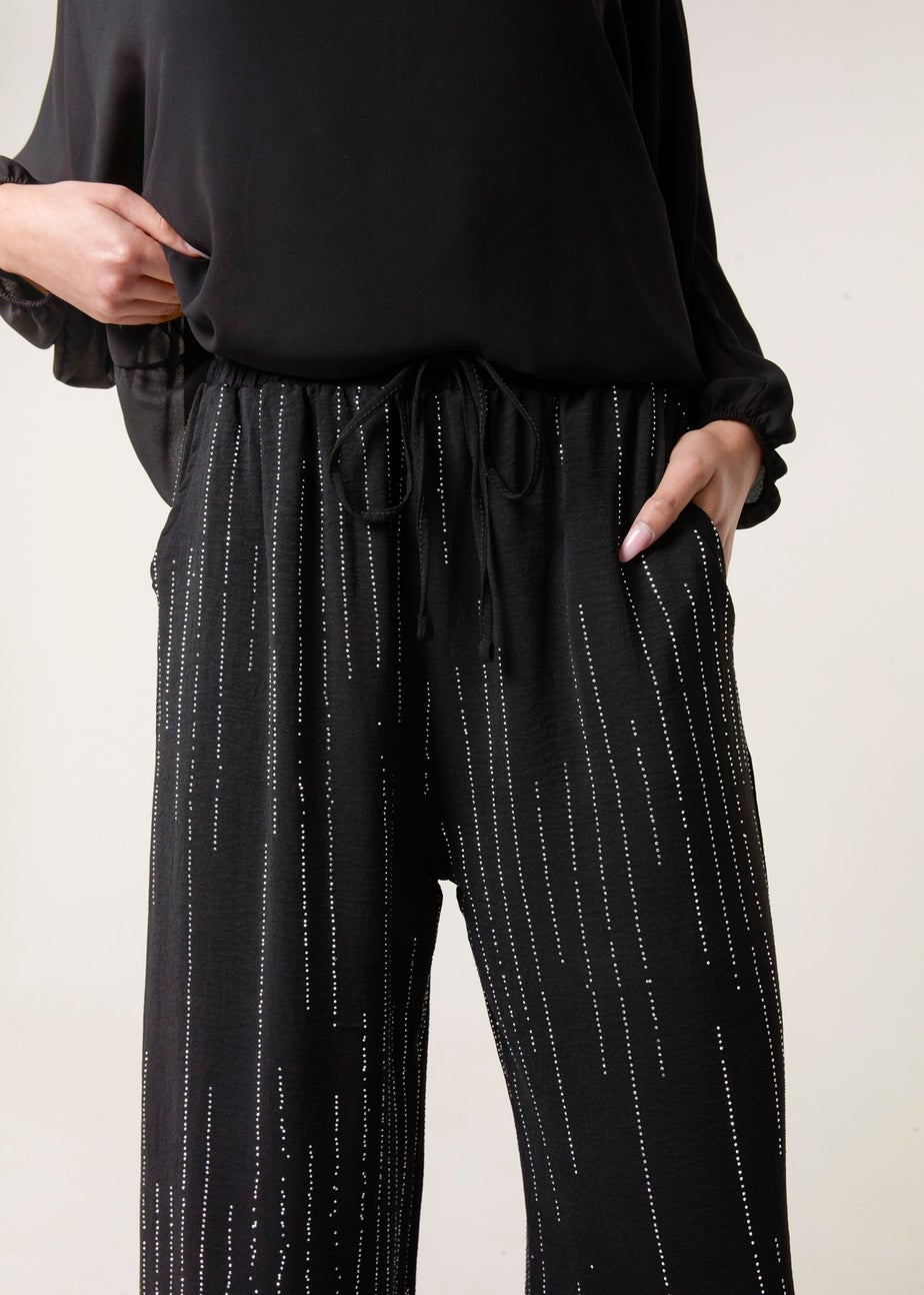 Blue Vanilla Black Sparkle Wide Leg Trouser