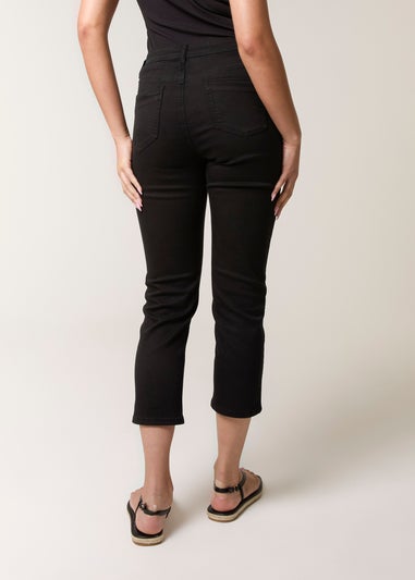 Blue Vanilla Black Button Front Capri Trouser