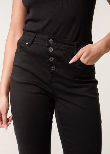 Blue Vanilla Black Button Front Capri Trouser