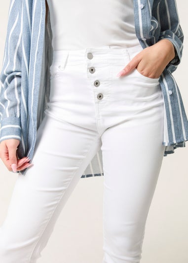 Blue Vanilla Ivory Button Front Capri Trouser