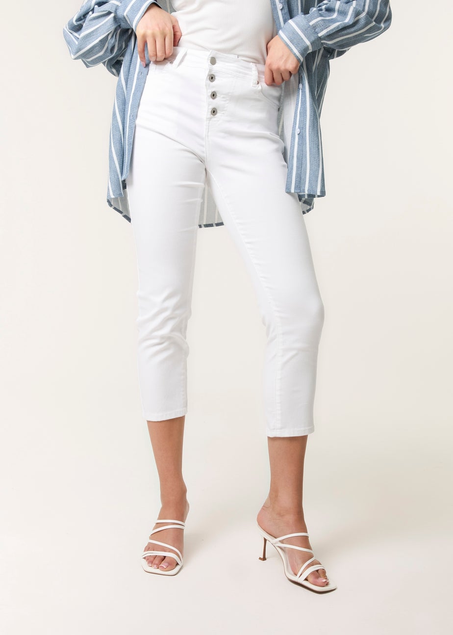 Blue Vanilla Ivory Button Front Capri Trouser