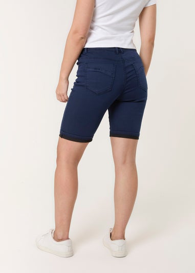 Blue Vanilla Navy Denim Knee Length Shorts