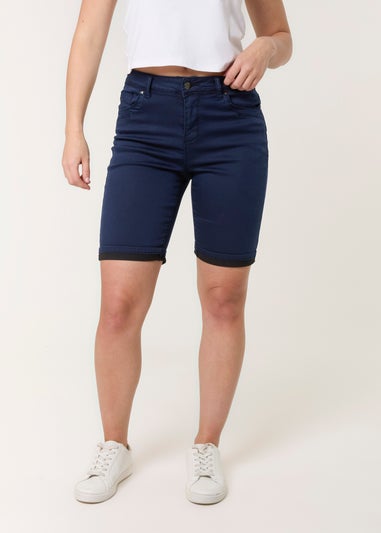 Blue Vanilla Navy Denim Knee Length Shorts
