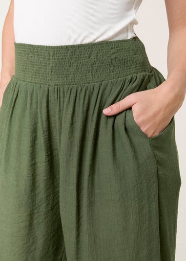 Blue Vanilla Khaki Shirred Culottes