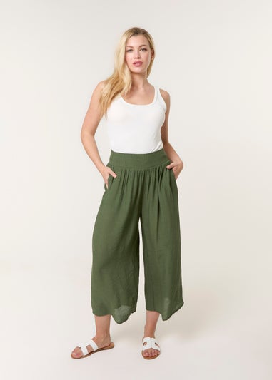 Blue Vanilla Khaki Shirred Culottes