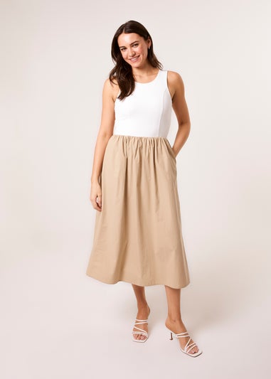 Blue Vanilla Stone Mix Fabric Midi Dress