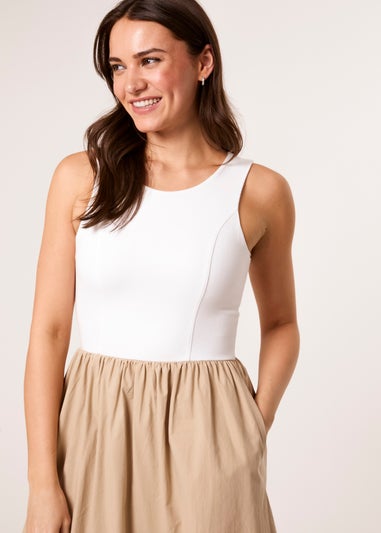 Blue Vanilla Stone Mix Fabric Midi Dress