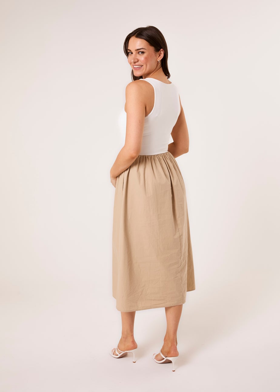 Blue Vanilla Stone Mix Fabric Midi Dress