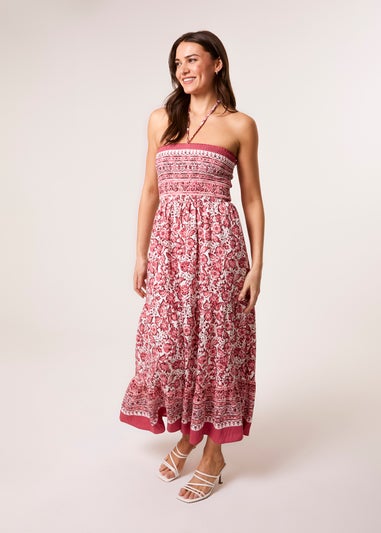 Blue Vanilla Pink Shirred Bust Bandeau Dress