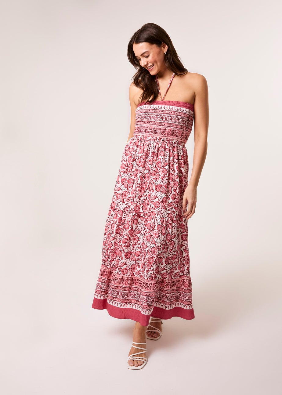 Blue Vanilla Pink Shirred Bust Bandeau Dress