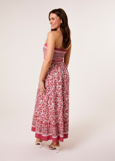 Blue Vanilla Pink Shirred Bust Bandeau Dress