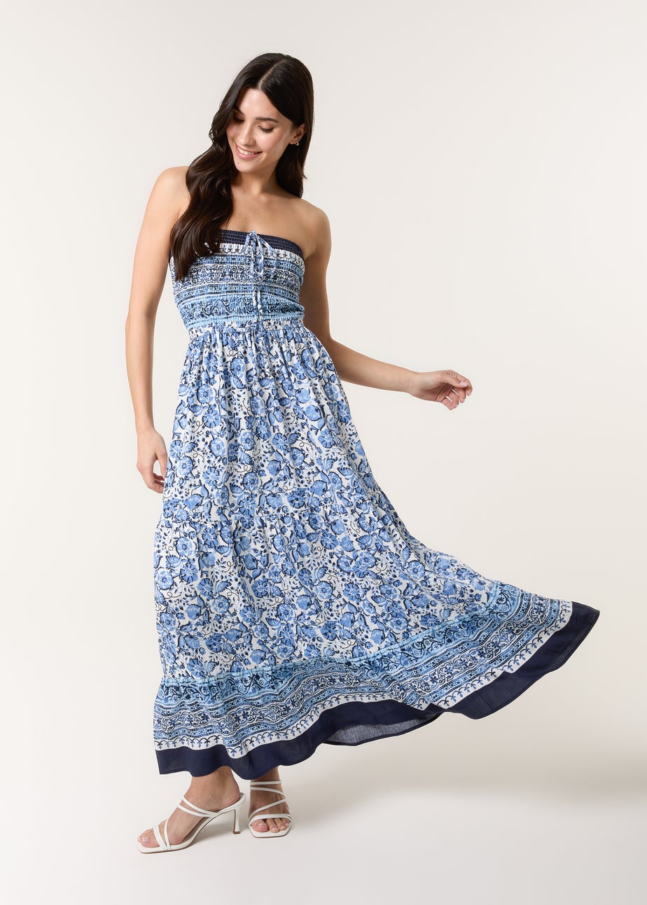 Blue Vanilla Blue Shirred Bust Bandeau Dress