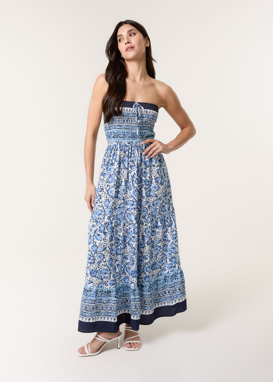 Blue Vanilla Blue Shirred Bust Bandeau Dress