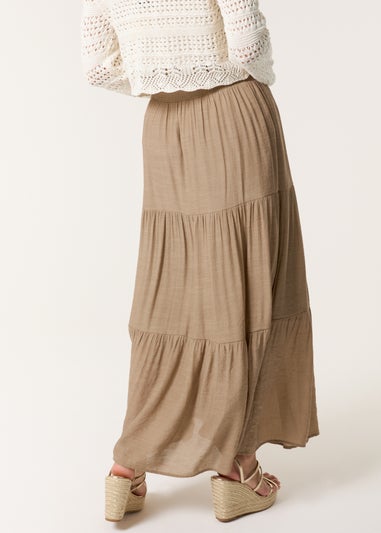 Blue Vanilla Mocha Shirring Waist Tiered Maxi Skirt