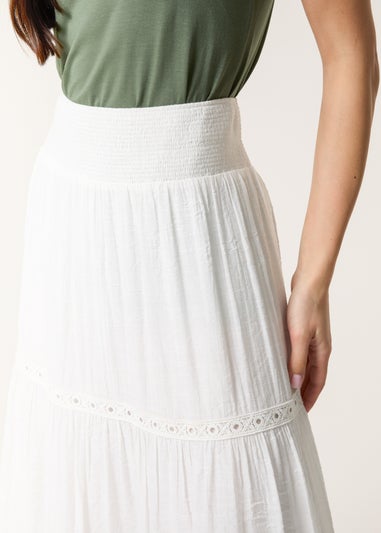 Blue Vanilla Ivory Mix Crochet Maxi Skirt