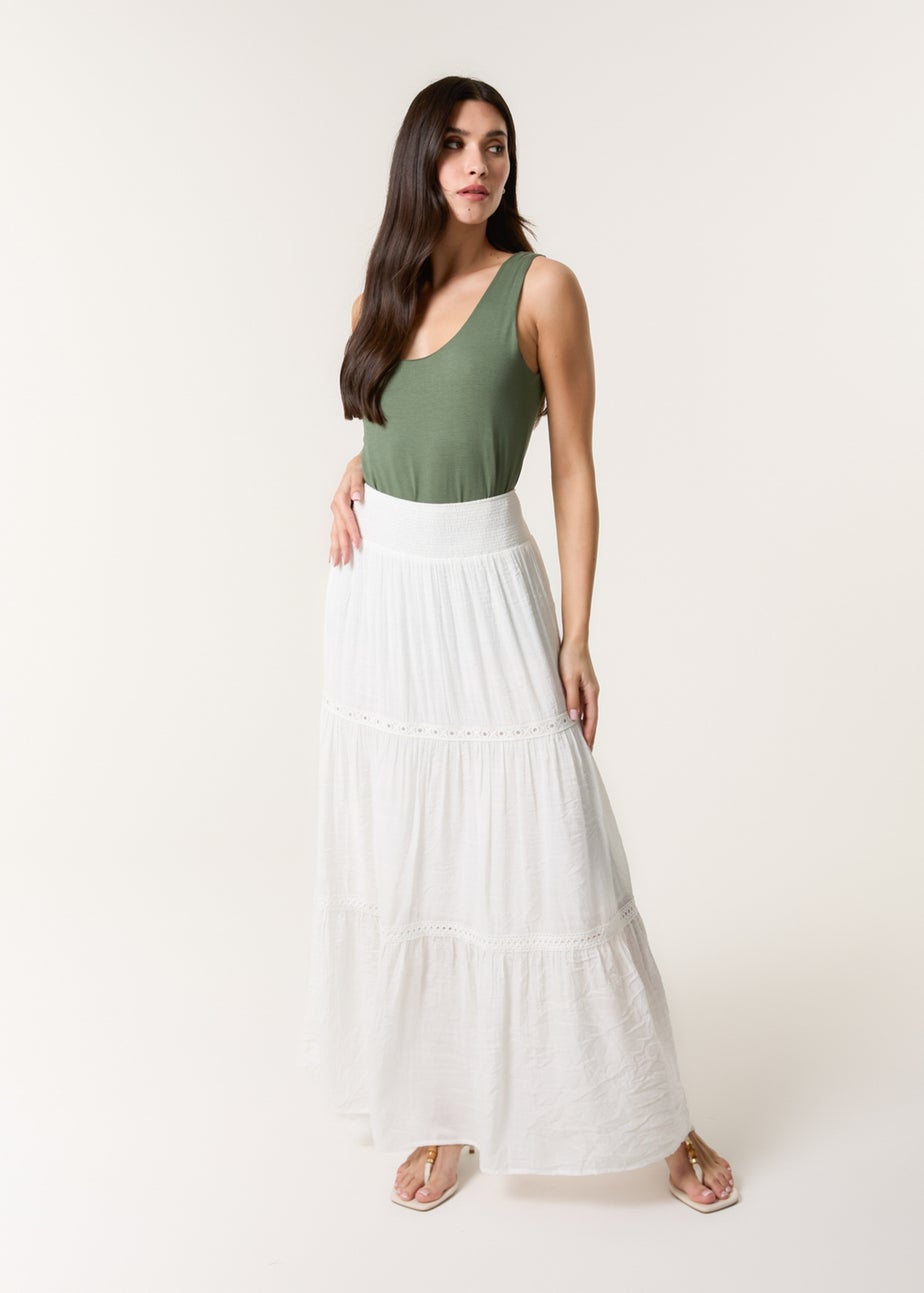 Blue Vanilla Ivory Mix Crochet Maxi Skirt