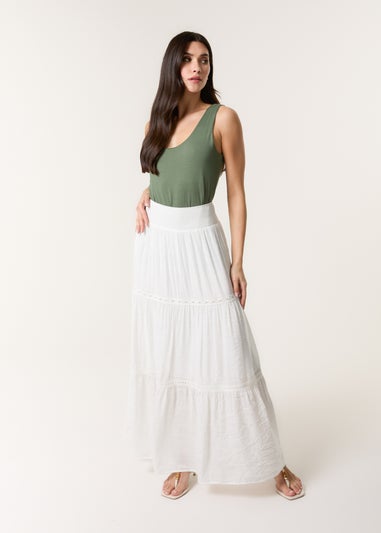 Blue Vanilla Ivory Mix Crochet Maxi Skirt