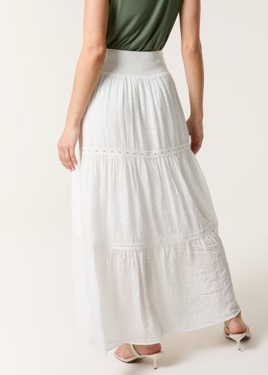 Blue Vanilla Ivory Mix Crochet Maxi Skirt