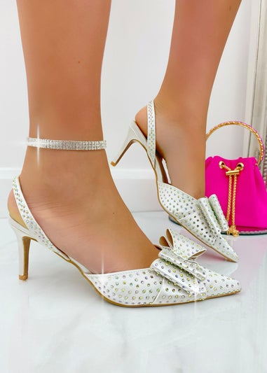 Love Lemonade White Crystal Glamour Bow Heels