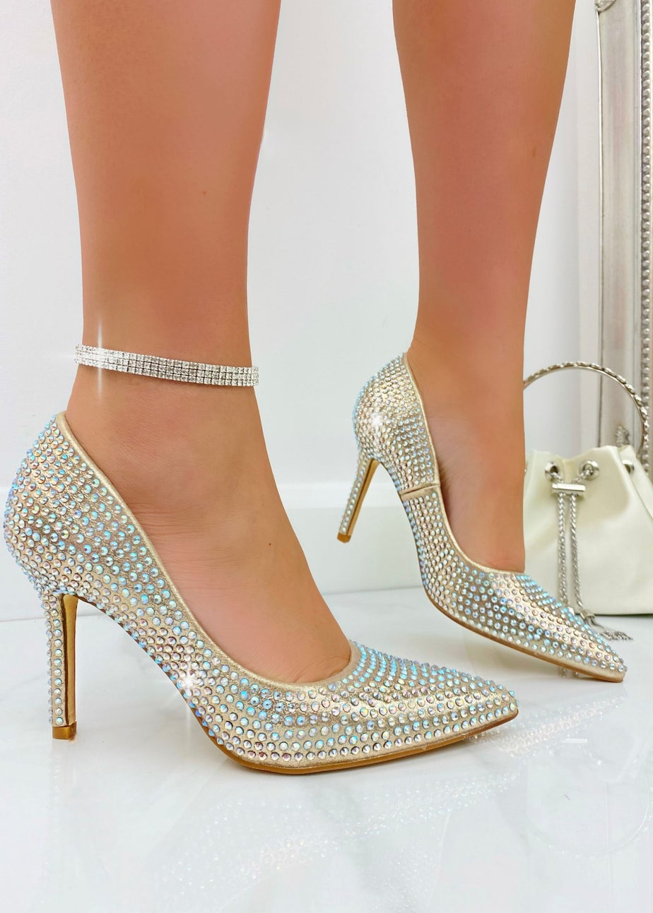 Love Lemonade Gold Crystal Glam Heels