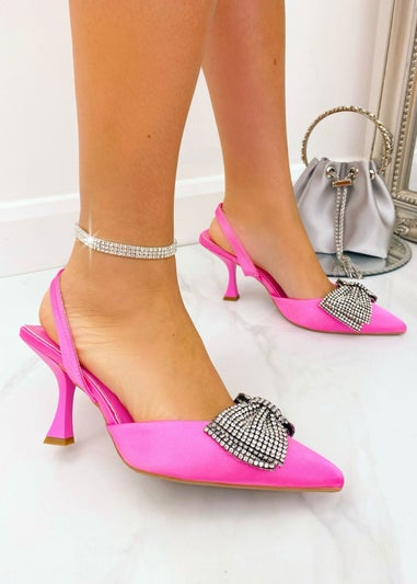 Love Lemonade Pink Crystal Glitzy Bow Heels