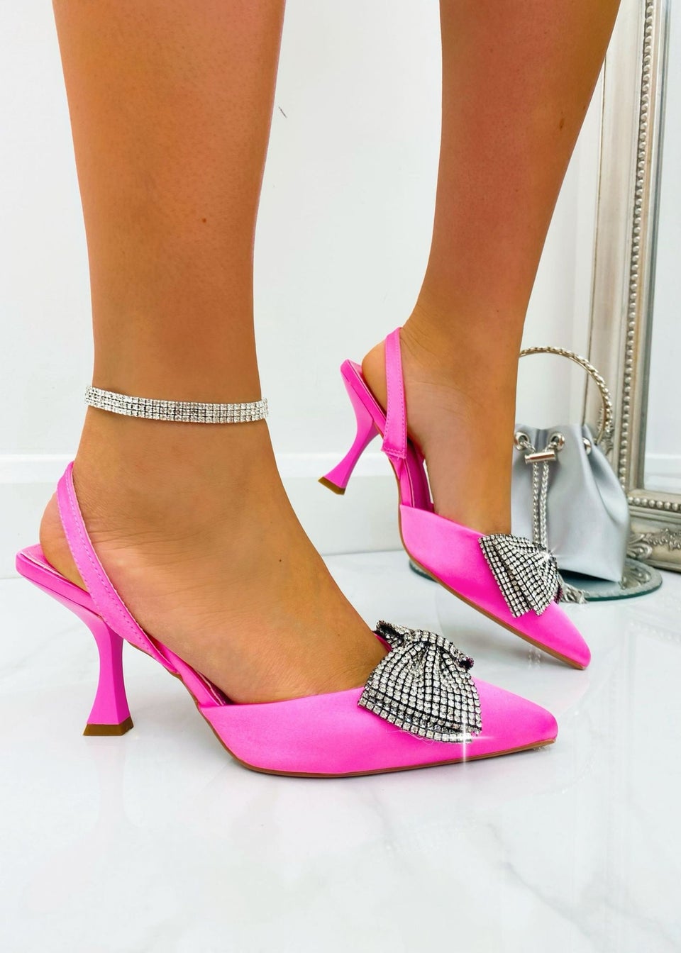 Love Lemonade Pink Crystal Glitzy Bow Heels