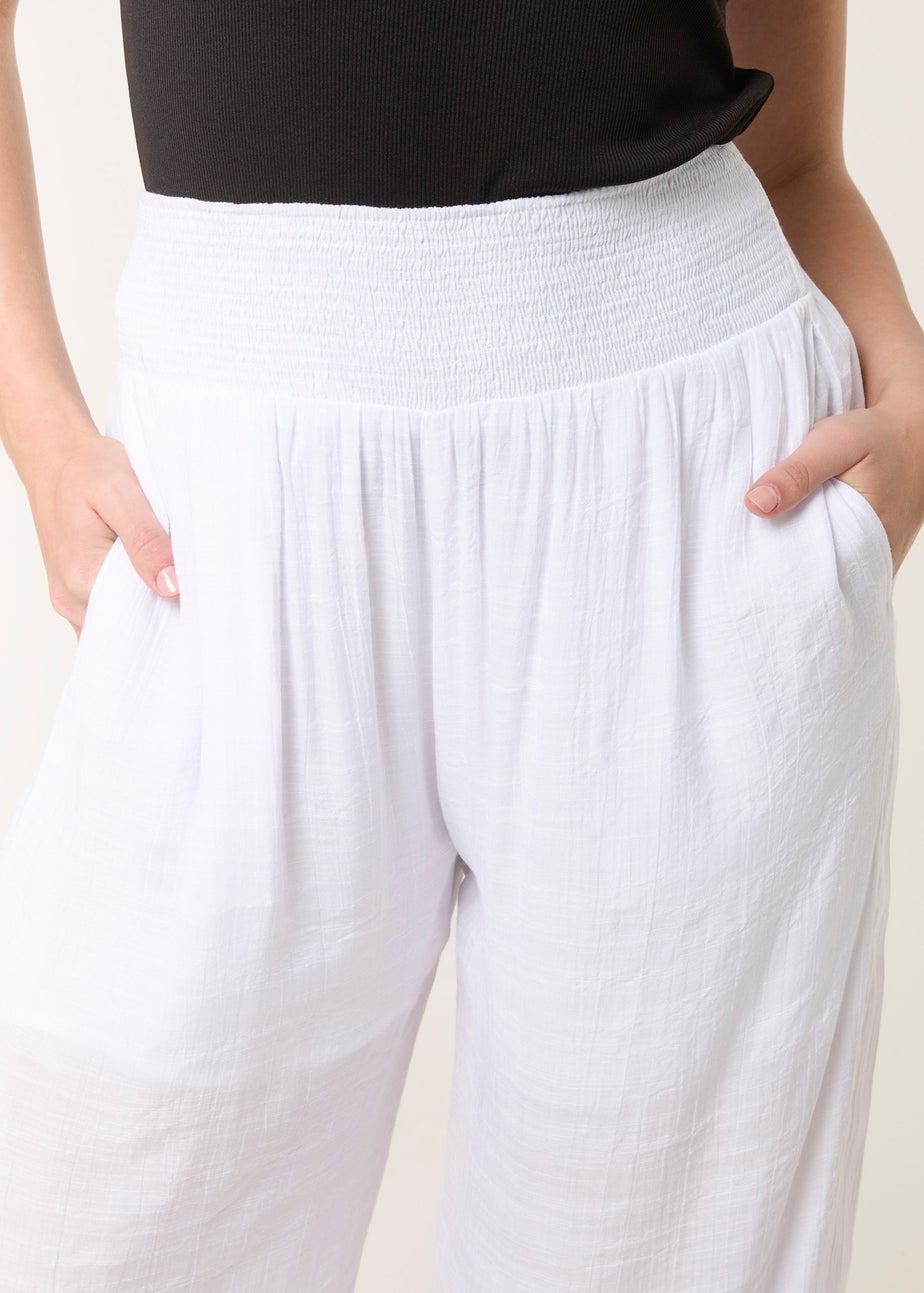 Blue Vanilla White Shirred Trouser