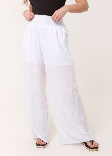 Blue Vanilla White Shirred Trouser