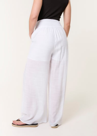 Blue Vanilla White Shirred Trouser
