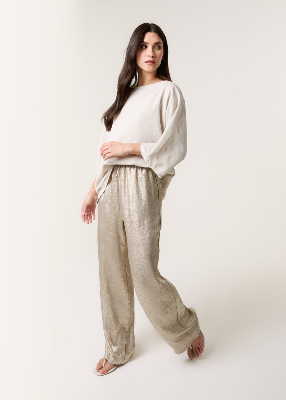 Blue Vanilla Champagne Shimmer Wide Leg Trouser