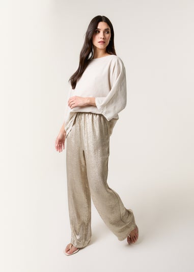 Blue Vanilla Champagne Shimmer Wide Leg Trouser