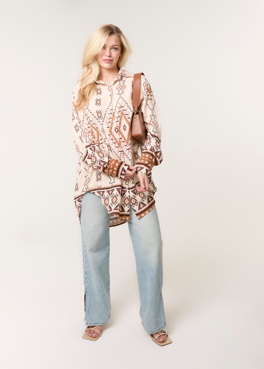 Blue Vanilla Stone Shirt With Geometric Print