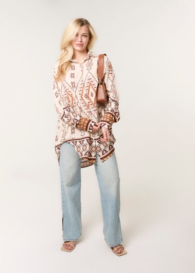 Blue Vanilla Stone Shirt With Geometric Print