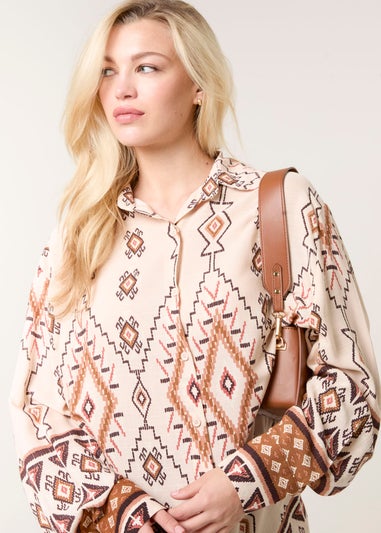 Blue Vanilla Stone Shirt With Geometric Print